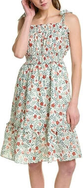 DRAPER JAMES Taylor Smocked Ruffle Cotton Blend Sundress Size Large Strawberry